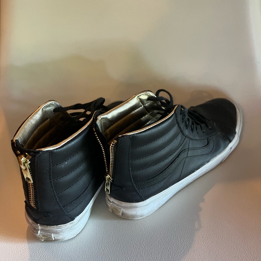VANS SK8 hi slim black & gold zipper high top sneakers Size 9.5 women's